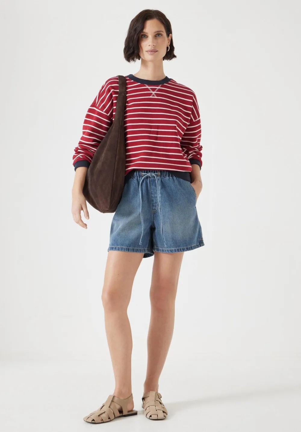 hush Shorts|Betty Denim Pull On Shorts Green Blue denim