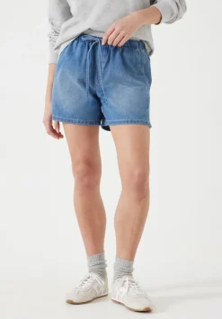 hush Shorts|Betty Denim Pull On Shorts Mid Authentic Wash
