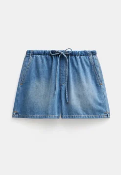 hush Shorts|Betty Denim Pull On Shorts Mid Authentic Wash