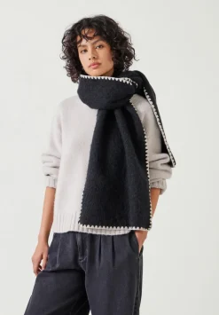 hush Scarves|Blanket Stitch Scarf Black/Cream