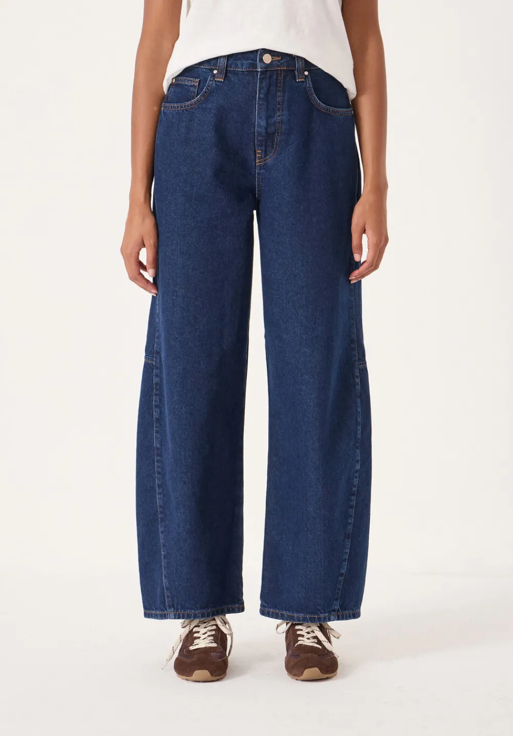 hush Jeans|Bree Horseshoe Barrel Leg Jeans Mid Blue