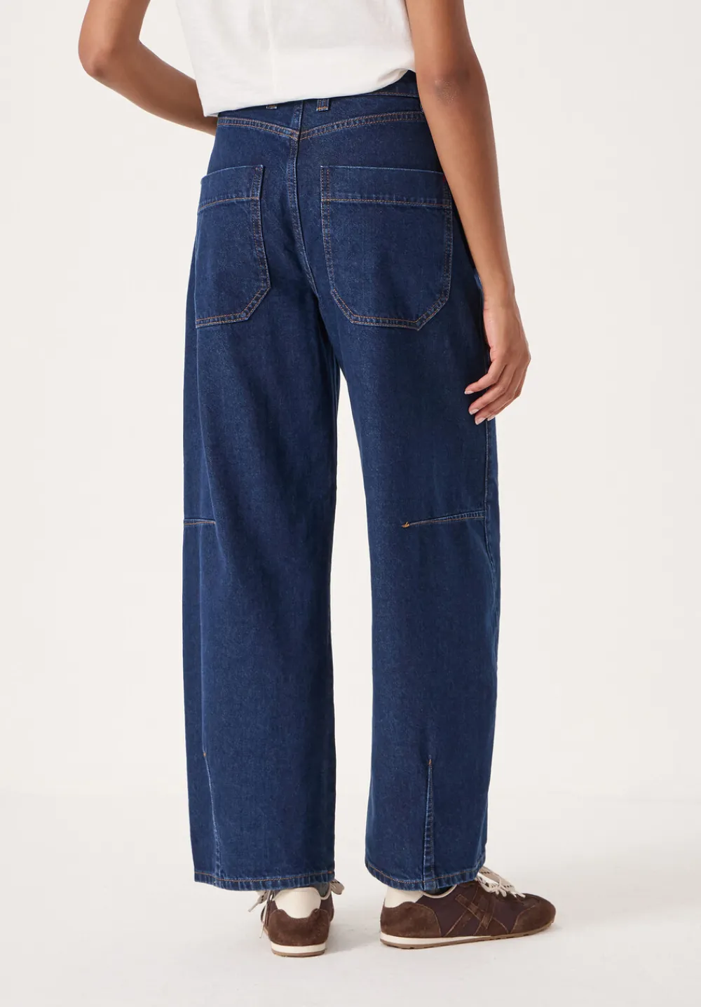 hush Jeans|Bree Horseshoe Barrel Leg Jeans Mid Blue