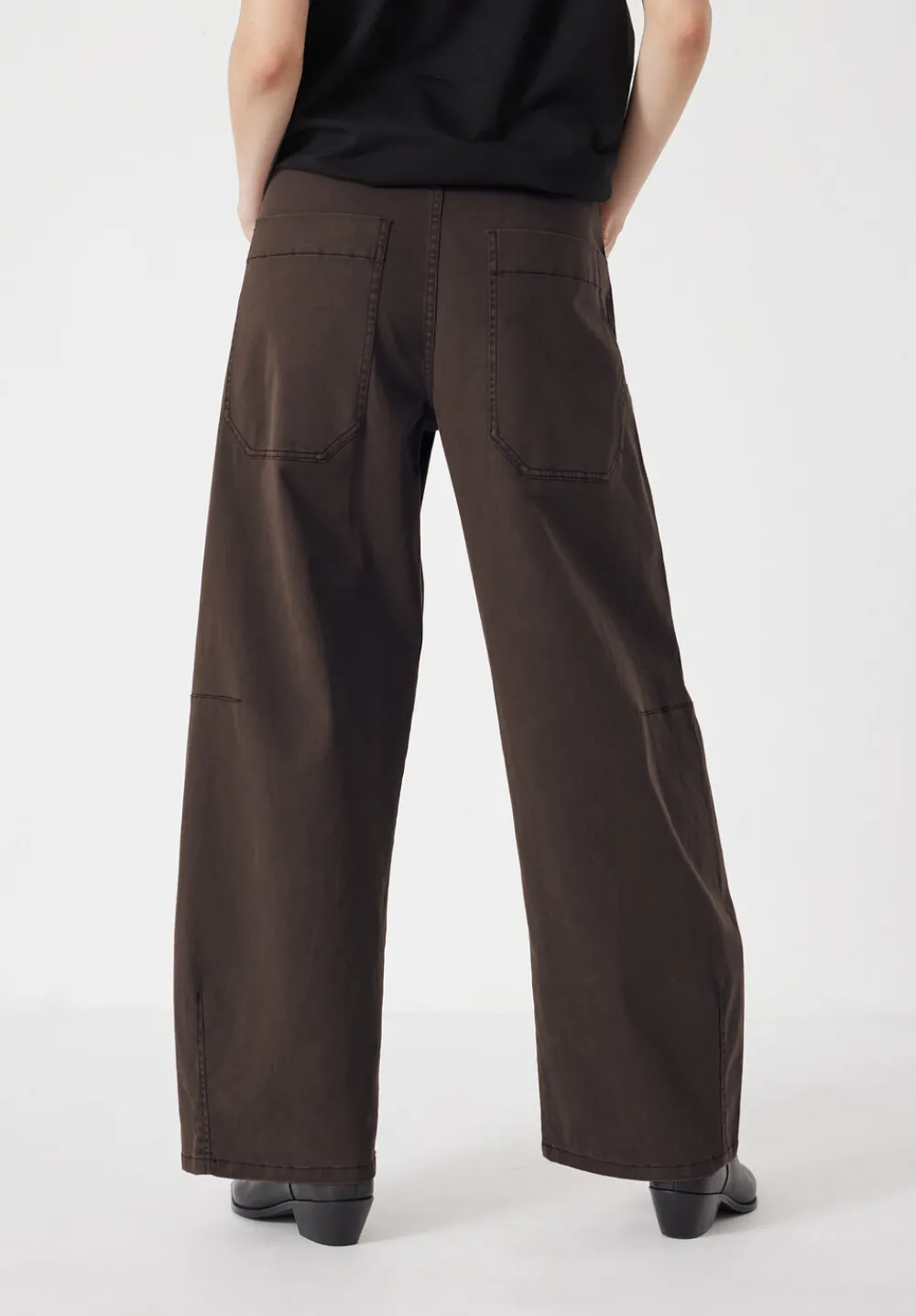 hush Trousers|Bree Horseshoe Barrel Leg Trouser Chocolate brown