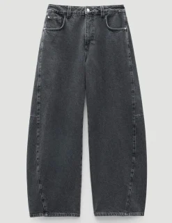 hush Jeans|Bree Horseshoe Barrel Leg Jeans Washed BlackWashed Black