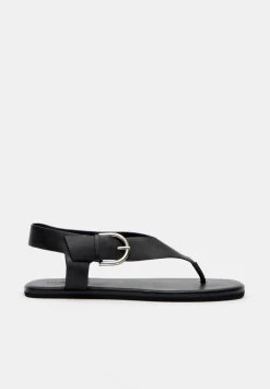 hush Flats|Sandals|Brinley Buckle Toe Post Sandal Black