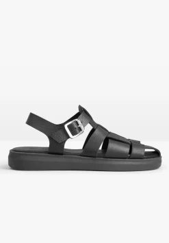 hush Sandals|Flats|Brisa Leather Sandals Black