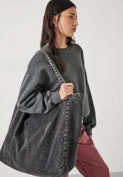 hush Bags|Britney Denim Tote Bag Washed Black