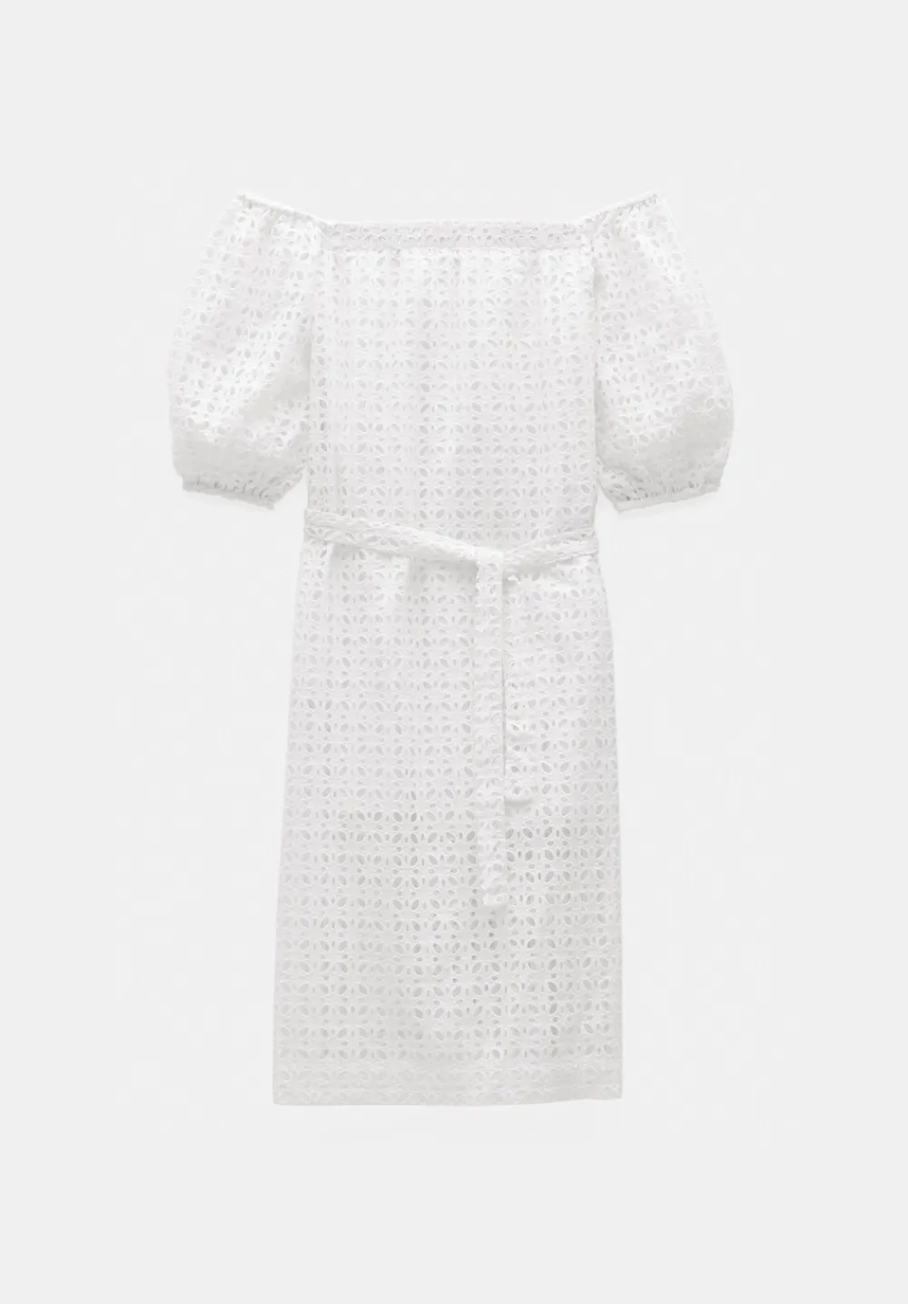 hush Dresses|Broderie Off Shoulder Midi Dress White