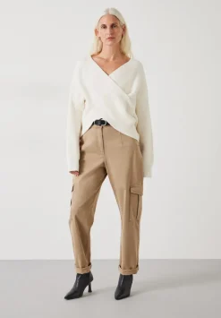 hush Jumpers & Cardigans|Bronte Cross Front Knit Jumper Soft White