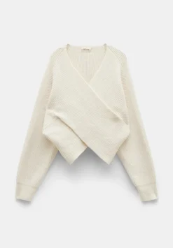 hush Jumpers & Cardigans|Bronte Cross Front Knit Jumper Soft White
