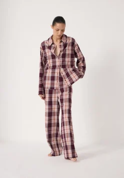hush Pyjamas & Nightwear|Brushed Cotton Check Print Pyjamas Burgundy Red