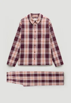 hush Pyjamas & Nightwear|Brushed Cotton Check Print Pyjamas Burgundy Red