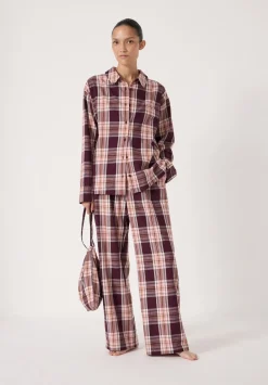 hush Pyjamas & Nightwear|Brushed Cotton Check Print Pyjamas Burgundy Red