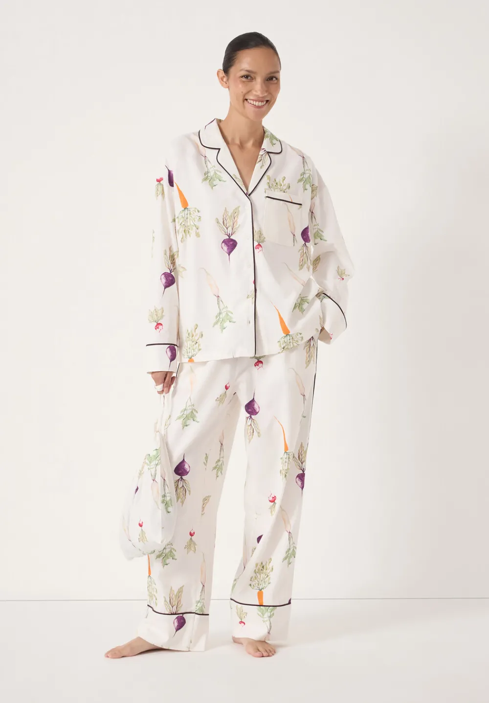 hush Pyjamas & Nightwear|Brushed Cotton Harvest Print Pjyamas White
