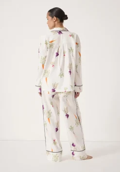 hush Pyjamas & Nightwear|Brushed Cotton Harvest Print Pjyamas White