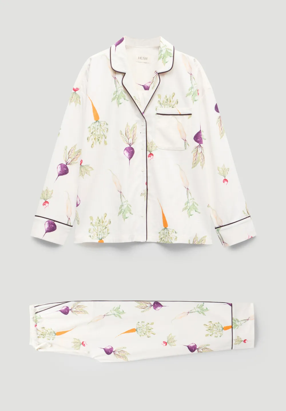 hush Pyjamas & Nightwear|Brushed Cotton Harvest Print Pjyamas White