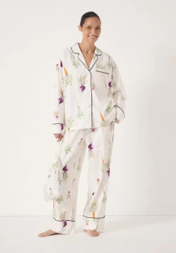 hush Pyjamas & Nightwear|Brushed Cotton Harvest Print Pjyamas White