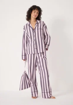 hush Pyjamas & Nightwear|Brushed Cotton Striped Pyjamas Purple Stripe