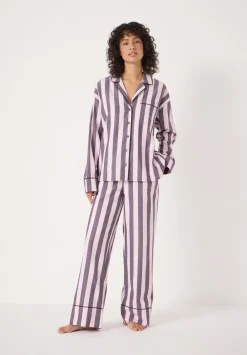 hush Pyjamas & Nightwear|Brushed Cotton Striped Pyjamas Purple Stripe