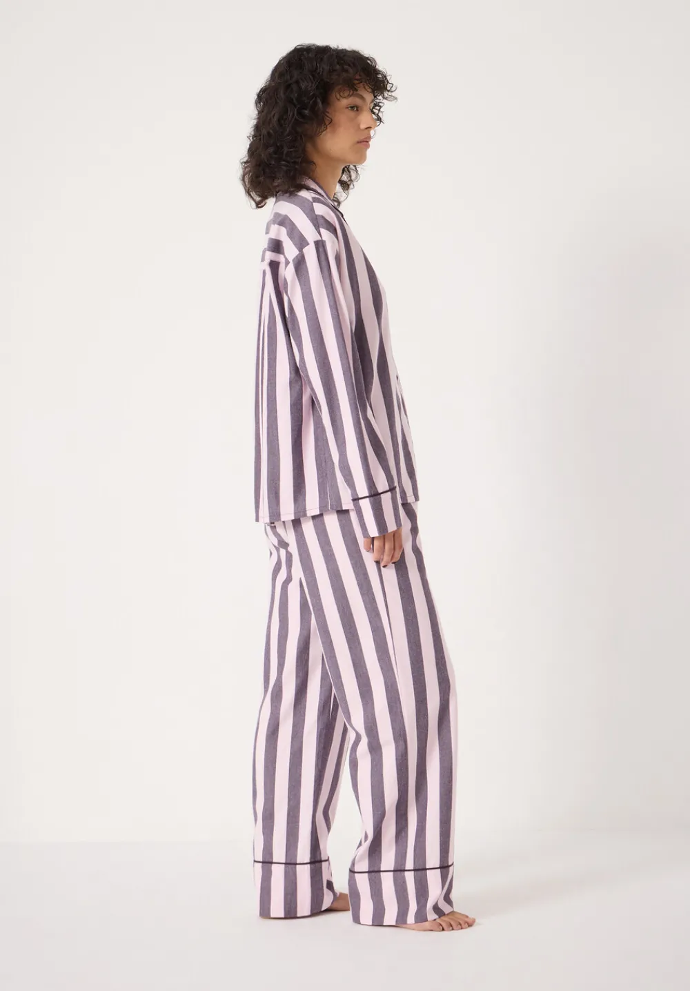 hush Pyjamas & Nightwear|Brushed Cotton Striped Pyjamas Purple Stripe