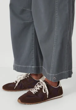 hush Trousers|Bryce Seam Detail Barrel Leg Trousers Steel Blue