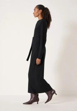 hush Dresses|Buckle Belt Merino Wool Midi Dress Black