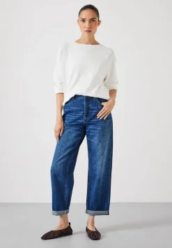 hush Jeans|Button Fly Boyfriend Jean Mid Blue Authentic