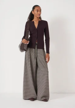 hush Tops & T-Shirts|Button Ribbed Long Sleeve Top Dark Plum