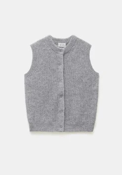 hush Tops & T-Shirts|Jumpers & Cardigans|Button Through Knitted Sleeveless Cardigan Light Grey Marl