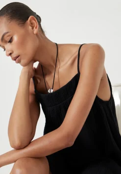 hush Dresses|Cali Cotton Gauze Mini Dress Black