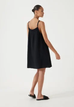 hush Dresses|Cali Cotton Gauze Mini Dress Black