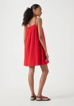 hush Dresses|Cali Cotton Gauze Mini Dress Red