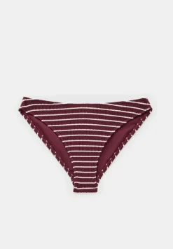 hush Swimwear & Beachwear|Cally Classic Stripe Crinkle Bikini Bottoms Oxblood/White Stripe