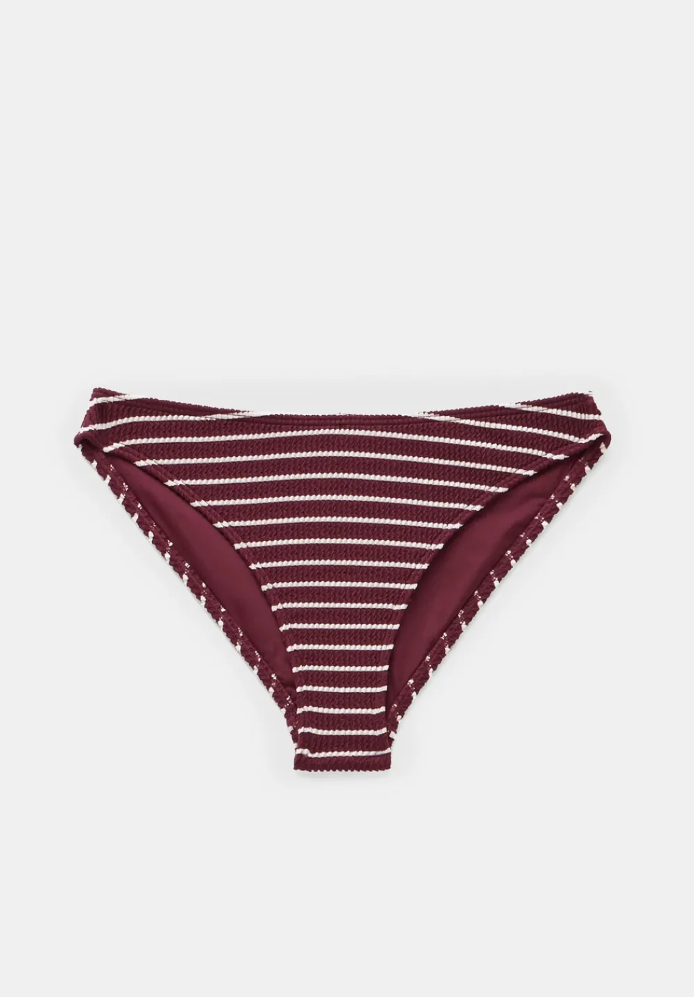 hush Swimwear & Beachwear|Cally Classic Stripe Crinkle Bikini Bottoms Oxblood/White Stripe