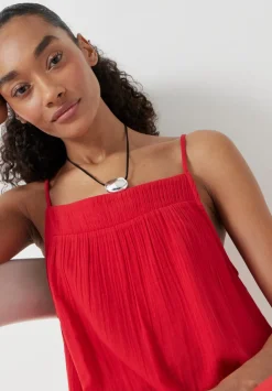 hush Dresses|Carmen Cotton Gauze Midi Dress Red
