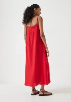 hush Dresses|Carmen Cotton Gauze Midi Dress Red