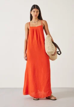 hush Dresses|Carmen Relaxed Cheesecloth Slip Dress Orange