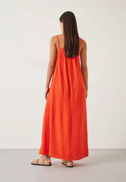 hush Dresses|Carmen Relaxed Cheesecloth Slip Dress Orange