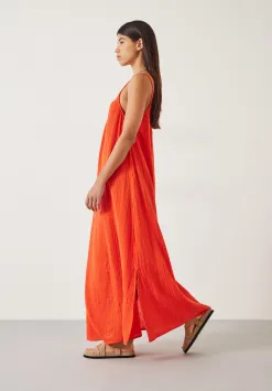 hush Dresses|Carmen Relaxed Cheesecloth Slip Dress Orange