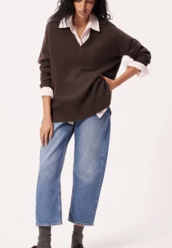 hush Jumpers & Cardigans|Carys Merino Collared Relaxed Jumper Dark Brown