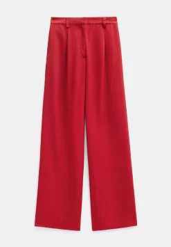 hush Trousers|Carys Piping Detail Wide Leg Trousers Red