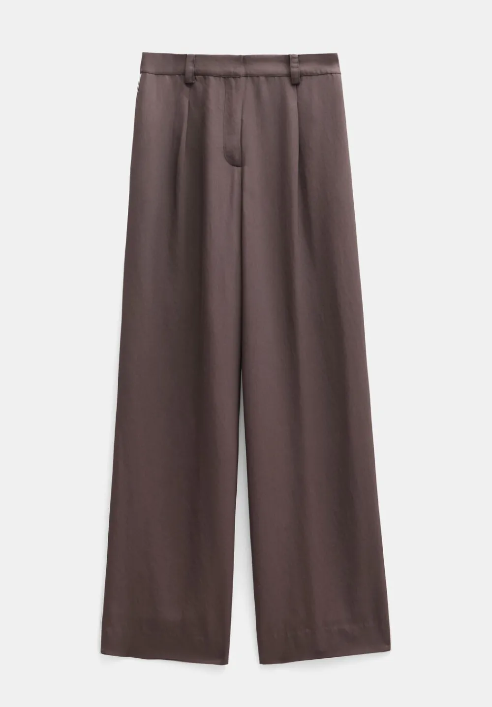hush Trousers|Carys Piping Detail Wide Leg Trousers Coffee Brown