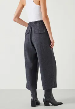 hush Trousers|Carys Tailored Cropped Trousers Charcoal Marl