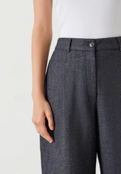 hush Trousers|Carys Tailored Cropped Trousers Charcoal Marl