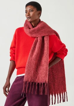 hush Scarves|Casey Colourblock Scarf Wine/Orange