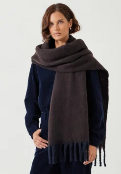 hush Scarves|Casey Colourblock Scarf Navy/Chocolate