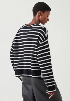 hush Jumpers & Cardigans|Casey Striped Wool Blend Jumper Black & Ivory