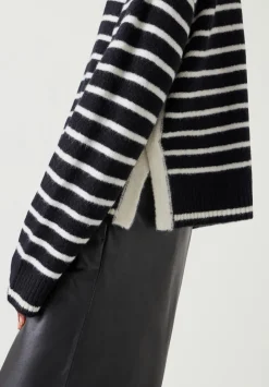 hush Jumpers & Cardigans|Casey Striped Wool Blend Jumper Black & Ivory