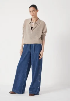 hush Jumpers & Cardigans|Cashmere Long Sleeve Polo Jumper OATMEAL MARL