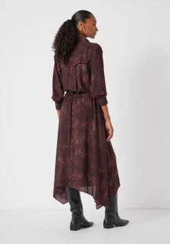 hush Dresses|Chiffon Hanky Hem Maxi Dress Snake Print Brown